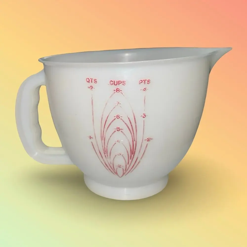 Vintage Tupperware Mix N Stor 8 Cup Measuring Pitcher 2 Qt Red Letters 500